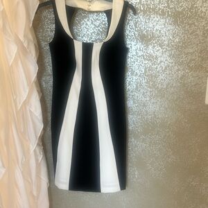 New with tags above the knee rayon spandex blend black-and-white dress